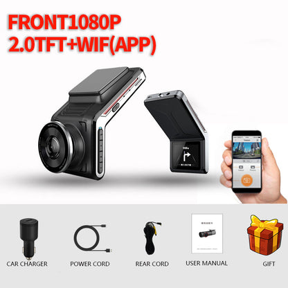 Cámara de salpicadero para coche 4K, cámara frontal y trasera con WiFi, visión nocturna automática, monitor de estacionamiento