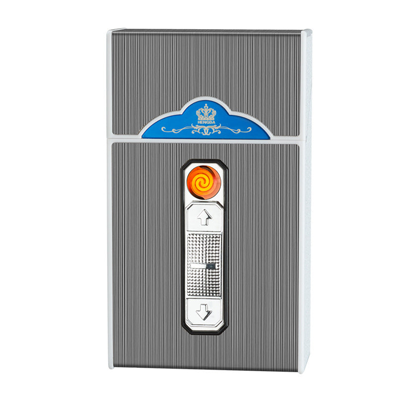 Estuche para cigarrillos con encendedor, capacidad para 20 unidades, carga USB