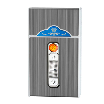 Estuche para cigarrillos con encendedor, capacidad para 20 unidades, carga USB