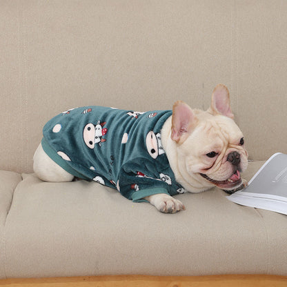 Suéter estilo pijama con estampado de vaca para mascotas pequeñas