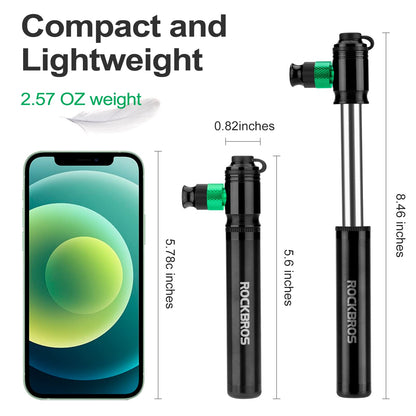 ROCKBROS Mini-Bike-Handpumpe, 110 PSI, und CO2, keine CO2-Kartuschen im Lieferumfang enthalten 