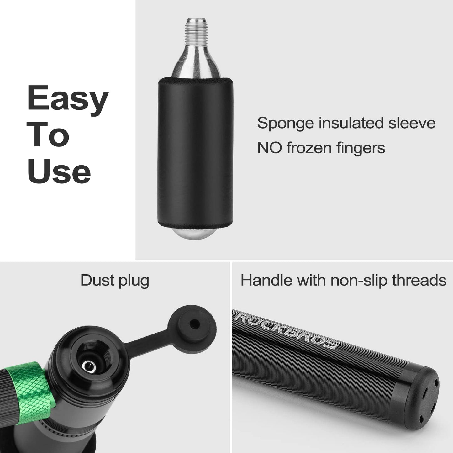 ROCKBROS Mini-Bike-Handpumpe, 110 PSI, und CO2, keine CO2-Kartuschen im Lieferumfang enthalten 